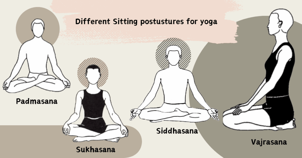 4 best sitting positions for meditation including Sukhasana, Padmasana, Siddhasana and Vajrasana