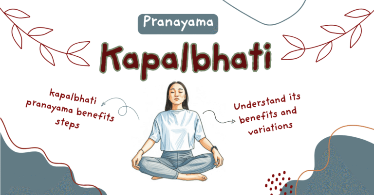 a woman seated in a comfortable upright yoga posture. for kapalbhati pranayama.