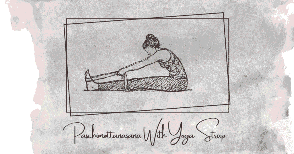 Paschimottanasana using a Yoga strap for support